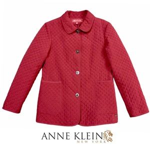 Anne Klein Quilted Barn Jacket Adjustable Tie Waistline, Red Sz 8/M/L NWOT